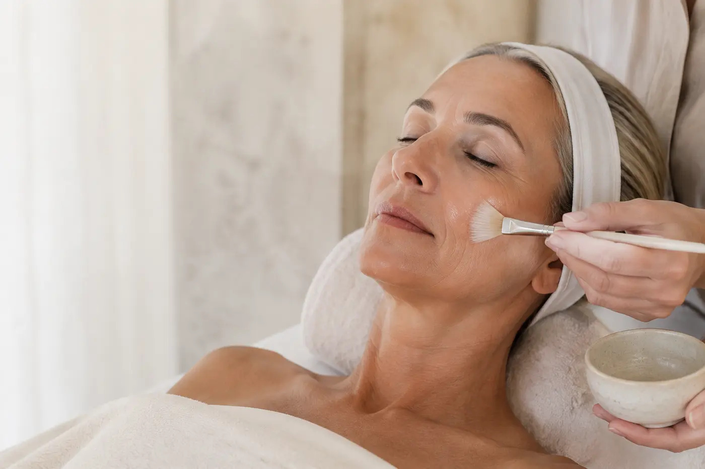 Professional chemical peel application at Solaya Spa